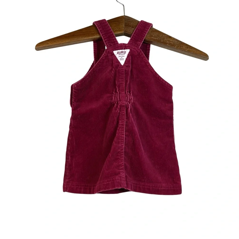Vintage OshKosh B’Gosh Burgundy Corduroy Jumper Dress Fall 90’s Size 18-24 M